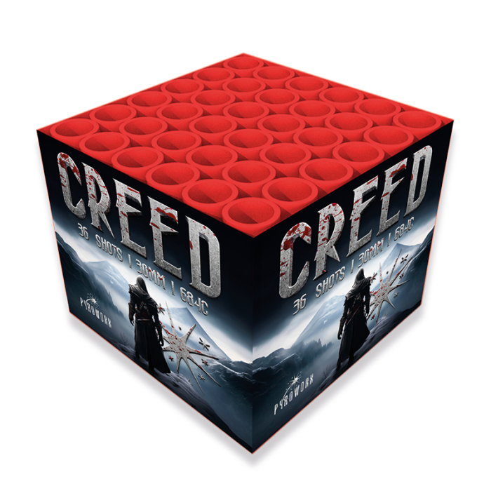 Creed by pyroworx fireworks cake/barrage 36 shots