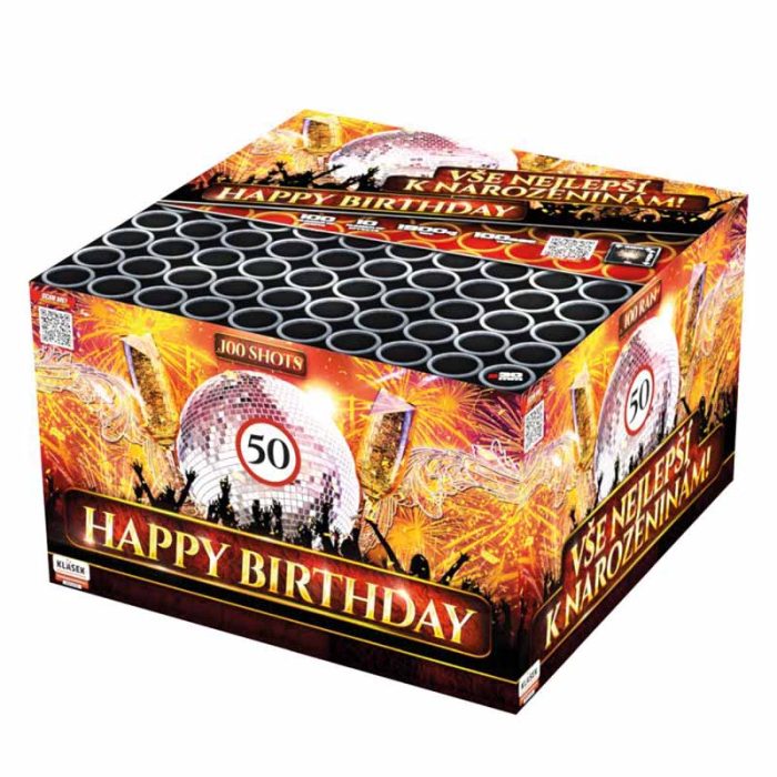 Happy Birthday compound cake/barrage 100 shot firework by klasek