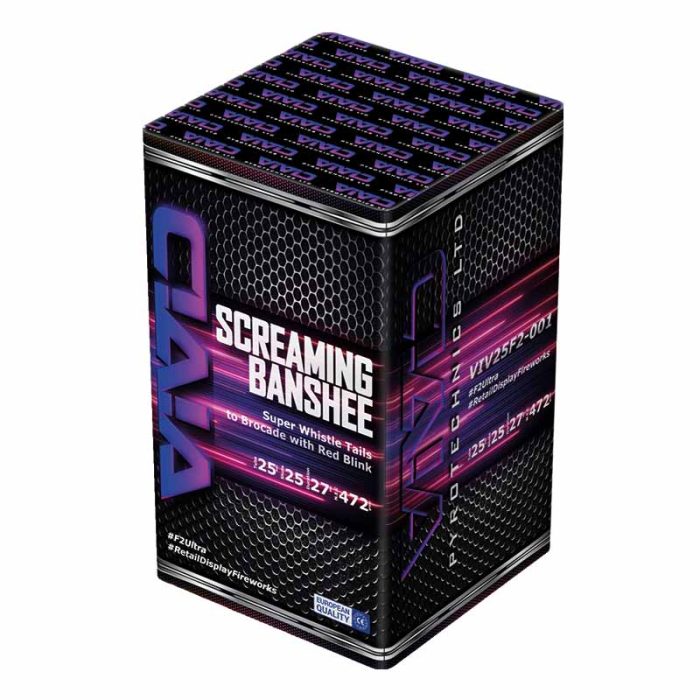 Screaming banshee 25 shot whistle cake by vivid fireworks