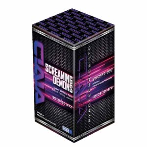 Screaming Demons whistle cake with red falling leaves by vivid fireworks