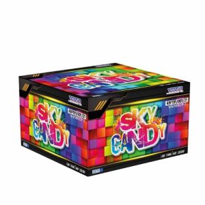 Sky candy XL compound firework 100 shot cake by vivid pyrotechnics