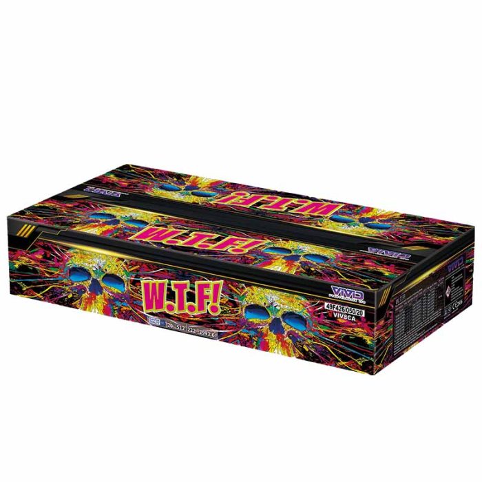 WTF 512 shot cake/barrage compound firework by vivid pyrotechnics